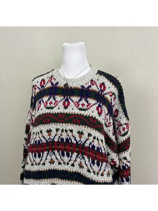 vintage 90s striped quirky indie grandpa sweater - Picture 5 of 8